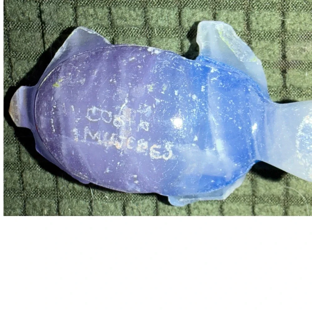 Stone Sea Turtle Figurine OS Blue Purple Excellent Costa Mujeres Mexico